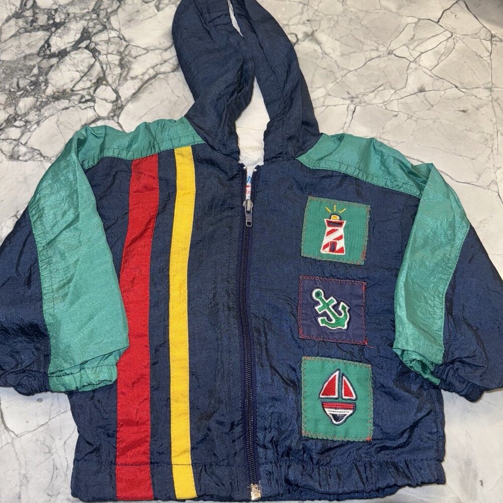 Vintage Carters 18 Months Sailor Nautical Jacket Hooded Windbreaker - Picture 1 of 5